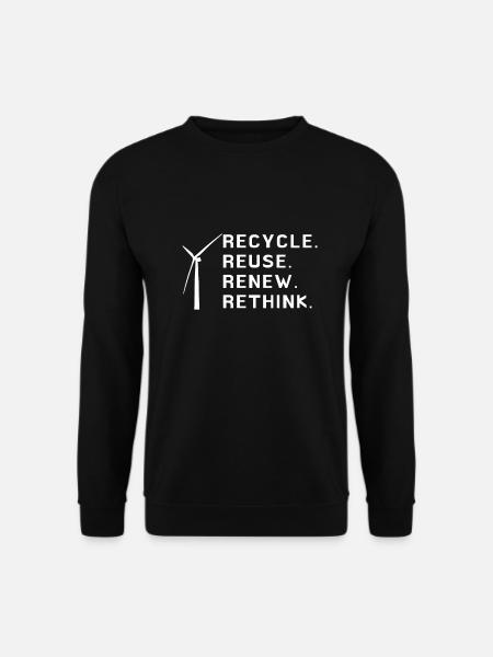 Recycle Réutiliser Renew Rethink Wind Turbine - Wind - Sweat-shirt Unisexe - noir