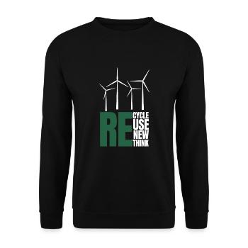 Recycle Reuse Renew Rethink Wind Turbine - Wind - Unisex Sweatshirt - black - Front - Alina (178cm) & Michal (187cm)