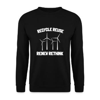 Recycle Reuse Renew Rethink Wind Turbine - Wind - Unisex Sweatshirt - black - Front - Alina (178cm) & Michal (187cm)