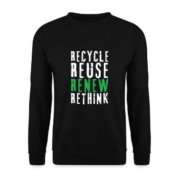 Recycle Reuse Renew Rethink Wind Turbine - Wind - Unisex Sweatshirt - black - Front - Alina (178cm) & Michal (187cm)