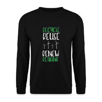 Recycle Reuse Renew Rethink Wind Turbine - Wind - Unisex Pullover - Schwarz - Vorne - Alina (178cm) & Michal (187cm)