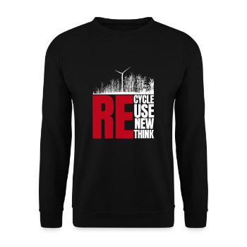 Recycle Reuse Renew Rethink Wind Turbine - Wind - Unisex Sweatshirt - black - Front - Alina (178cm) & Michal (187cm)