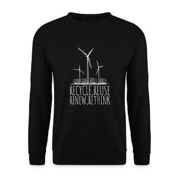 Recycle Reuse Renew Rethink Wind Turbine - Wind - Unisex Pullover - Schwarz - Vorne - Alina (178cm) & Michal (187cm)