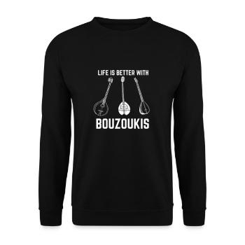 Bouzouki Irlandais Instrument Grec - Sweat-shirt Unisexe - noir - Devant - Alina (178cm) & Michal (187cm)