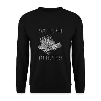 Lionfish Save The Reef Eat Lionfish Spearfishing - Unisex Pullover - Schwarz - Vorne - Alina (178cm) & Michal (187cm)
