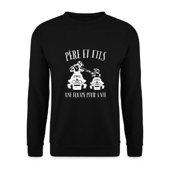 Tel Père Tel Fils Motoneige Cross Sport - Unisex Pullover - Schwarz - Vorne - Alina (178cm) & Michal (187cm)