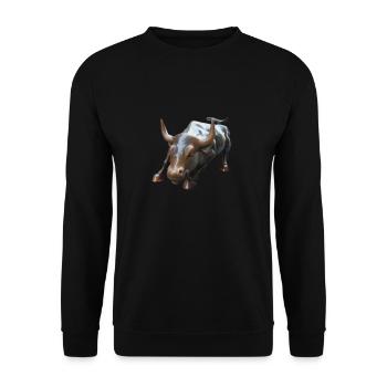 NY Stock Exchange Bull - Unisex Pullover - Schwarz - Vorne - Alina (178cm) & Michal (187cm)