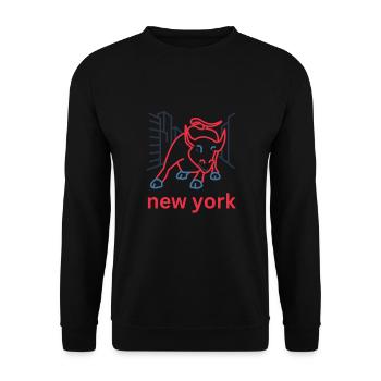 NY Stock Exchange Bull - Unisex Pullover - Schwarz - Vorne - Alina (178cm) & Michal (187cm)