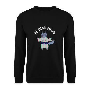 Yoga Cat - Be Here Meow - Unisex Sweatshirt - black - Front - Alina (178cm) & Michal (187cm)