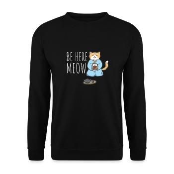 Yoga Cat - Be Here Meow - Unisex Sweatshirt - black - Front - Alina (178cm) & Michal (187cm)
