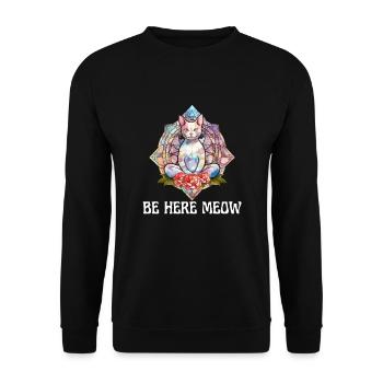 Yoga Cat - Be Here Meow - Unisex Sweatshirt - black - Front - Alina (178cm) & Michal (187cm)