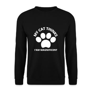 Cat Owner - My cat thinks I'm awesome - Unisex Sweatshirt - black - Front - Alina (178cm) & Michal (187cm)