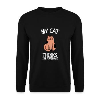 Cat Owner - My cat thinks I'm awesome - Unisex Sweatshirt - black - Front - Alina (178cm) & Michal (187cm)