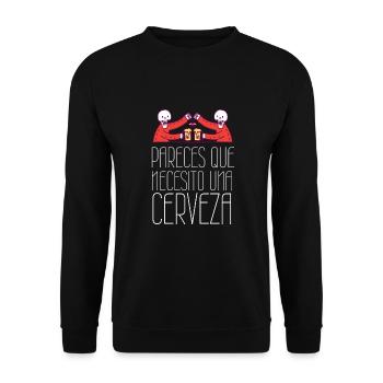 Funny Drinking - You look like I need another beer - Unisex Pullover - Schwarz - Vorne - Alina (178cm) & Michal (187cm)