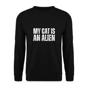 Cat Owner - My cat is an alien - Unisex Pullover - Schwarz - Vorne - Alina (178cm) & Michal (187cm)