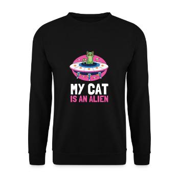 Cat Owner - My cat is an alien - Unisex Pullover - Schwarz - Vorne - Alina (178cm) & Michal (187cm)