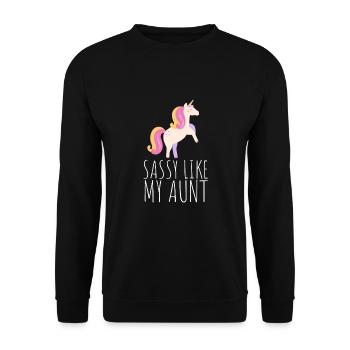 Aunt Niece Matching - Im sassy like my aunt - Unisex Pullover - Schwarz - Vorne - Alina (178cm) & Michal (187cm)