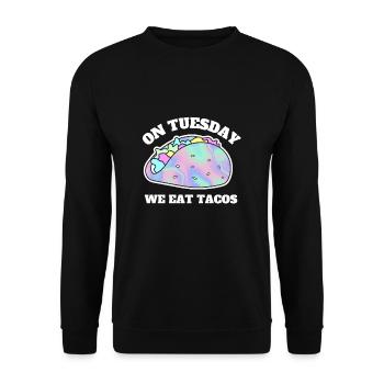 On Tuesday we eat tacos - Unisex Sweatshirt - black - Front - Alina (178cm) & Michal (187cm)
