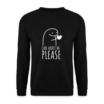 Care about me please - Unisex Pullover - Schwarz - Vorne - Alina (178cm) & Michal (187cm)