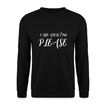 Care about me please - Unisex Pullover - Schwarz - Vorne - Alina (178cm) & Michal (187cm)
