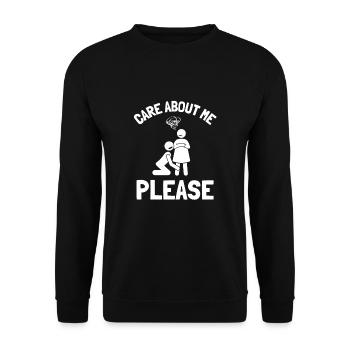 Care about me please - Unisex Pullover - Schwarz - Vorne - Alina (178cm) & Michal (187cm)