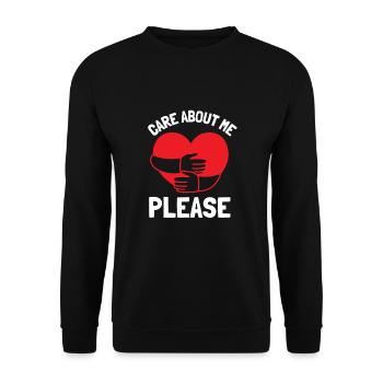 Care about me please - Unisex Pullover - Schwarz - Vorne - Alina (178cm) & Michal (187cm)