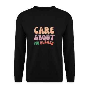 Care about me please - Unisex Pullover - Schwarz - Vorne - Alina (178cm) & Michal (187cm)