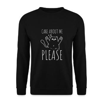 Care about me please - Unisex Pullover - Schwarz - Vorne - Alina (178cm) & Michal (187cm)