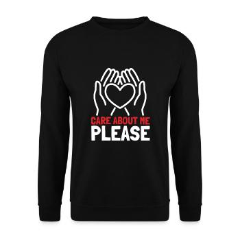 Care about me please - Unisex Pullover - Schwarz - Vorne - Alina (178cm) & Michal (187cm)