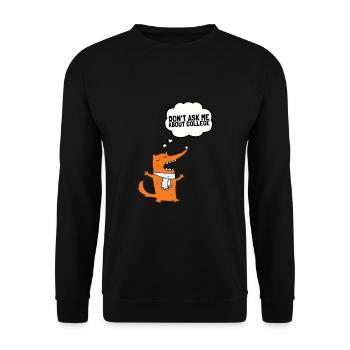 Don't ask me about college - Unisex Pullover - Schwarz - Vorne - Alina (178cm) & Michal (187cm)