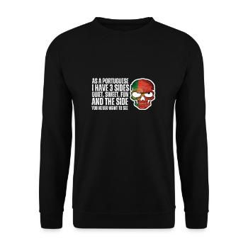 Portugal Flag Skull Patriotic Portuguese Roots DNA - Unisex Sweatshirt - black - Front - Alina (178cm) & Michal (187cm)