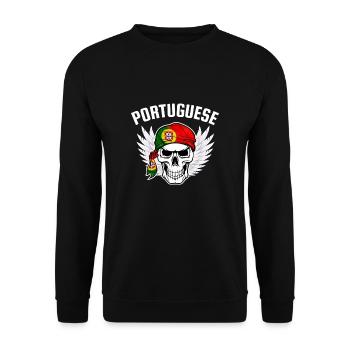 Portugal Flag Skull Patriotic Portuguese Roots DNA - Unisex Sweatshirt - black - Front - Alina (178cm) & Michal (187cm)