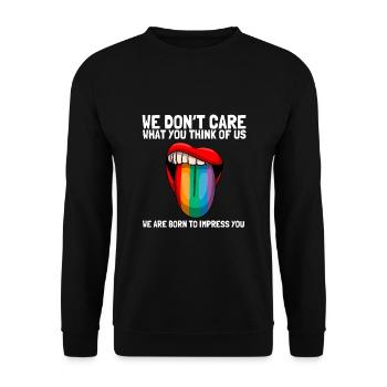 LGBTQ - I don't care what you think about me - Unisex Sweatshirt - black - Front - Alina (178cm) & Michal (187cm)