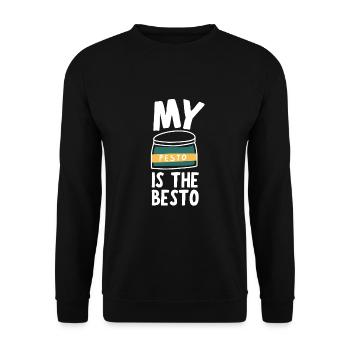 Italian Cuisine - Basil Pesto Is The Besto - Unisex Pullover - Schwarz - Vorne - Alina (178cm) & Michal (187cm)