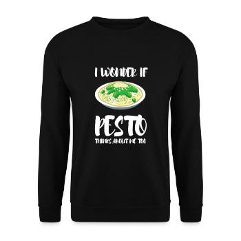 Italian Cuisine - Basil Pesto Is The Besto - Unisex Pullover - Schwarz - Vorne - Alina (178cm) & Michal (187cm)