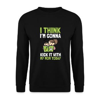 I think I'm going to kick it with my mom today - Unisex Sweatshirt - black - Front - Alina (178cm) & Michal (187cm)