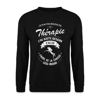 T-shirt Thérapie Chasse sous-marine - Sweat-shirt Unisexe - noir - Devant - Alina (178cm) & Michal (187cm)