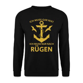 RÜGEN – ICH MUSS NUR NACH RÜGEN - Unisex Pullover - Schwarz - Vorne - Alina (178cm) & Michal (187cm)