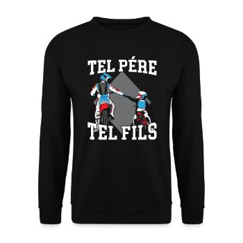 Tel Père Tel Fils Moto Motocycliste - Sweat-shirt Unisexe - noir - Devant - Alina (178cm) & Michal (187cm)