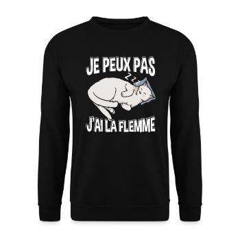 Je Peux Pas J'Ai La Flemme Chat Sieste - Sweat-shirt Unisexe - noir - Devant - Alina (178cm) & Michal (187cm)