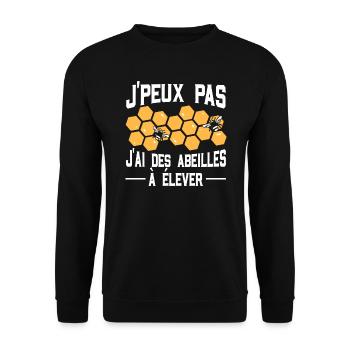 Je Peux Pas J'Ai Des Abeilles À Élever - Sweat-shirt Unisexe - noir - Devant - Alina (178cm) & Michal (187cm)