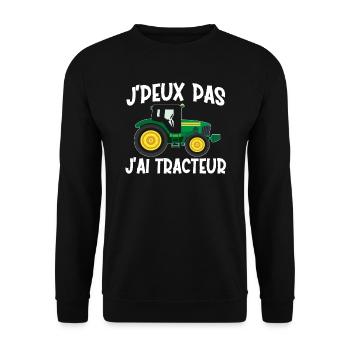 Je Peux Pas J'Ai Tracteur - Sweat-shirt Unisexe - noir - Devant - Alina (178cm) & Michal (187cm)