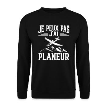 Je Peux Pas J'Ai Planeur - Sweat-shirt Unisexe - noir - Devant - Alina (178cm) & Michal (187cm)