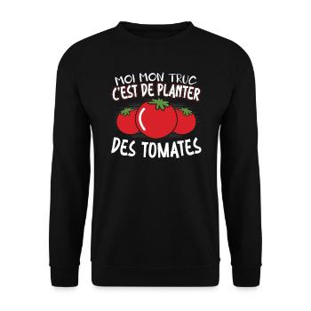 Moi Mon Truc C'est De Planter Des Tomates - Sweat-shirt Unisexe - noir - Devant - Alina (178cm) & Michal (187cm)