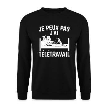 Je Peux Pas J'Ai Télétravail - Sweat-shirt Unisexe - noir - Devant - Alina (178cm) & Michal (187cm)