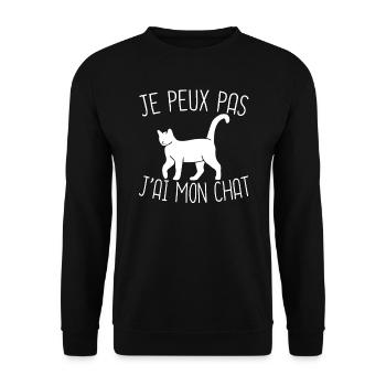 Je Peux Pas J'Ai Mon Chat - Sweat-shirt Unisexe - noir - Devant - Alina (178cm) & Michal (187cm)