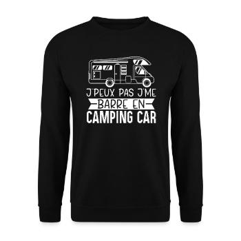 Je Peux Pas J'Me Barre En Camping Car - Sweat-shirt Unisexe - noir - Devant - Alina (178cm) & Michal (187cm)