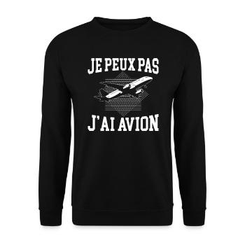 Je Peux Pas J'Ai Avion - Sweat-shirt Unisexe - noir - Devant - Alina (178cm) & Michal (187cm)