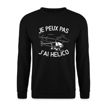 Je Peux Pas J'Ai Helico - Sweat-shirt Unisexe - noir - Devant - Alina (178cm) & Michal (187cm)