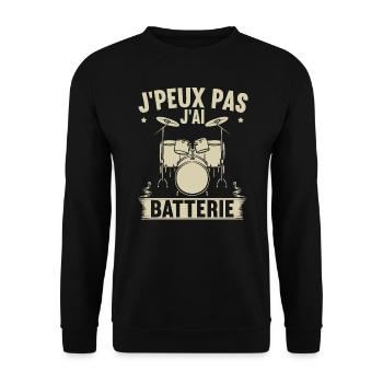 Je Peux Pas J'Ai Batterie - Sweat-shirt Unisexe - noir - Devant - Alina (178cm) & Michal (187cm)